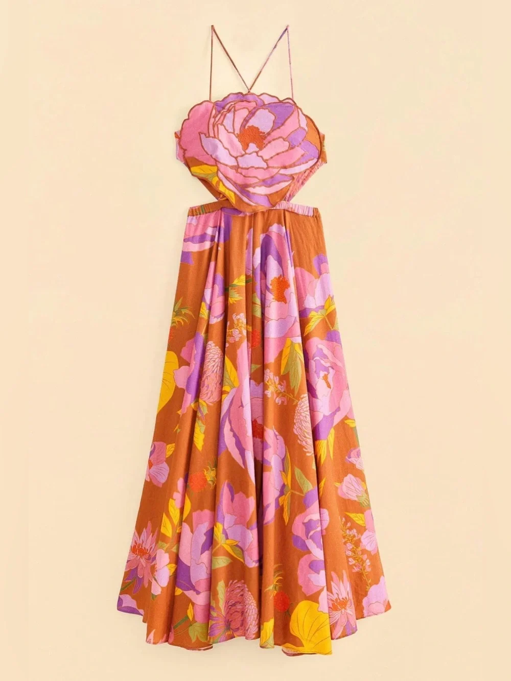 Farm Rio Embroidered Flower Top Maxi Dress - Picture 5 of 8